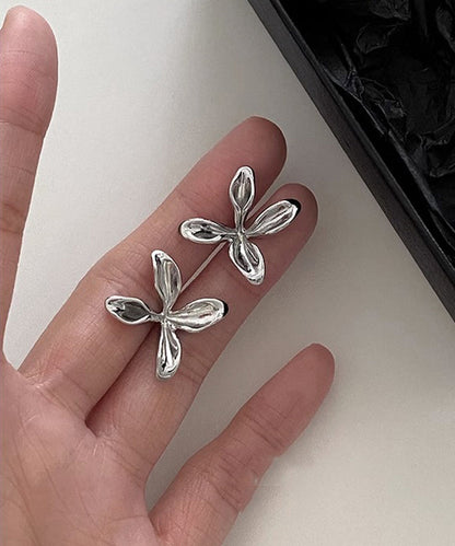 Simple Sterling Silver Overgild Stud Earrings