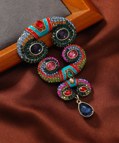 Rainbow Sterling Silver Overgild Zircon Crystal Horns Brooch