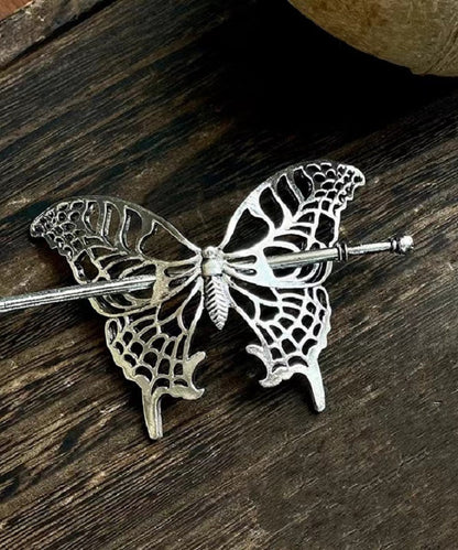 Silk Sterling Silver Hollow Out Butterfly Hairpin