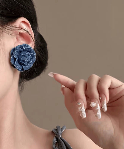 Denim Blue Sterling Silver Stud Earrings
