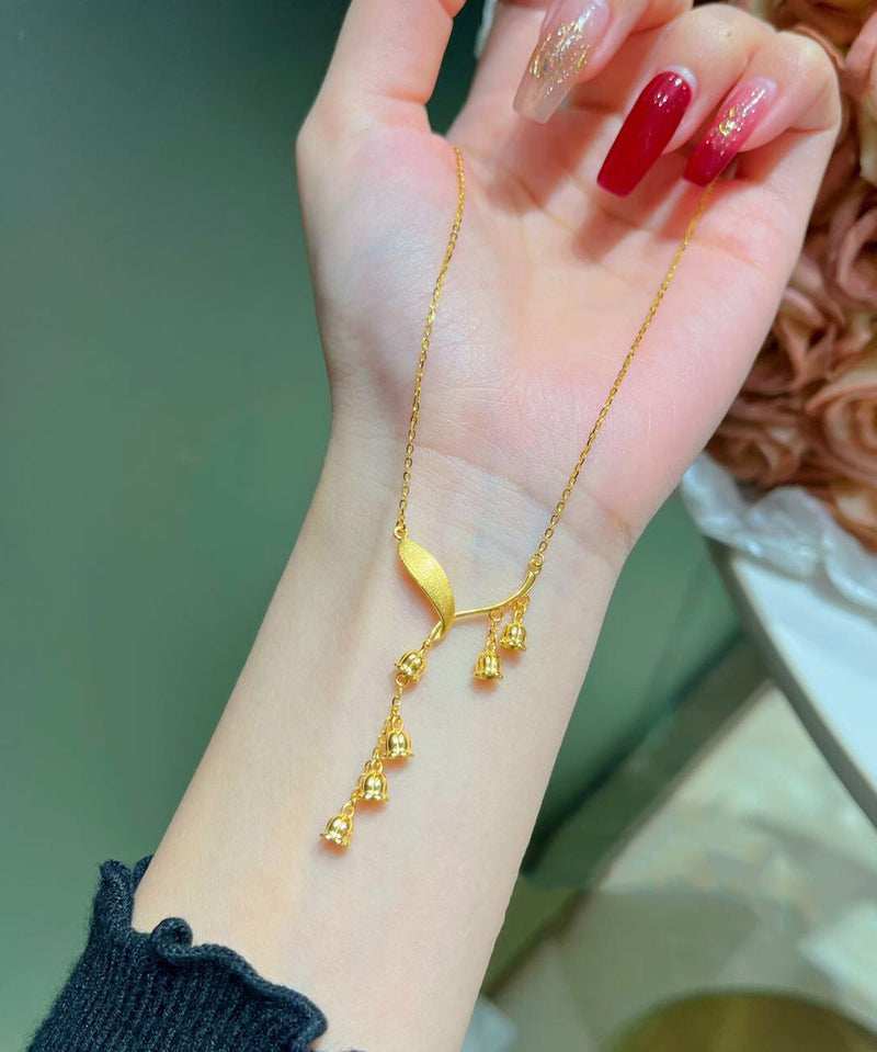 Gold Sterling Silver Overgild Lily of the Valley Tassel Pendant Necklace