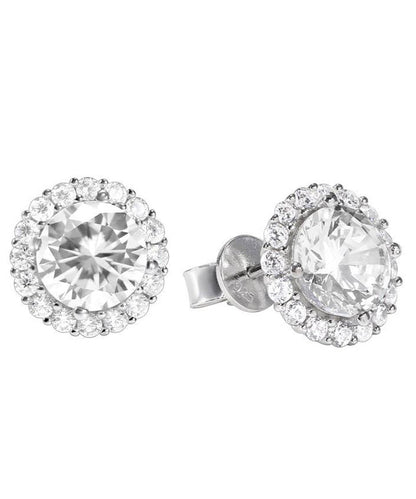 White Sterling Silver Zircon Stud Earrings