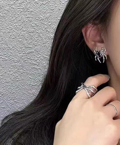 Unique Silk Copper Overgild Spider Stud Earrings