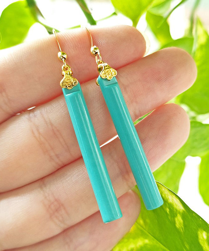 Green 14k Gold Turquoise Drop Earrings