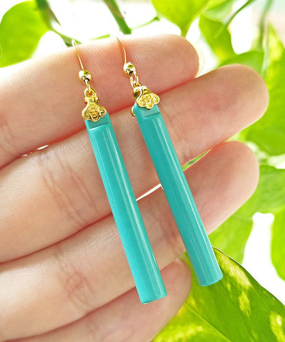 Green 14k Gold Turquoise Drop Earrings