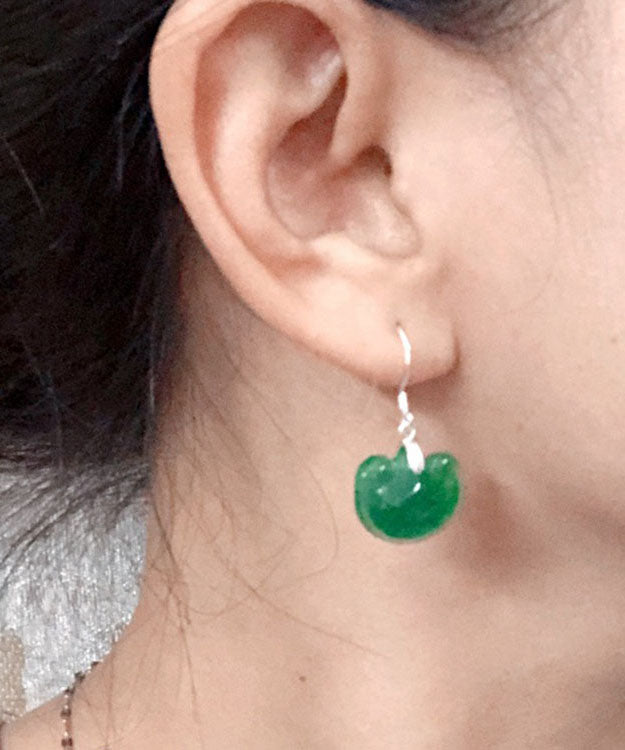 Green Sterling Silver Jade Drop Earrings