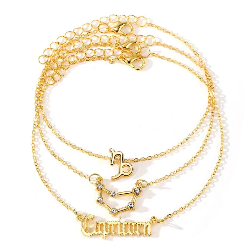 Celestial Trio: Star Zodiac Anklet Set