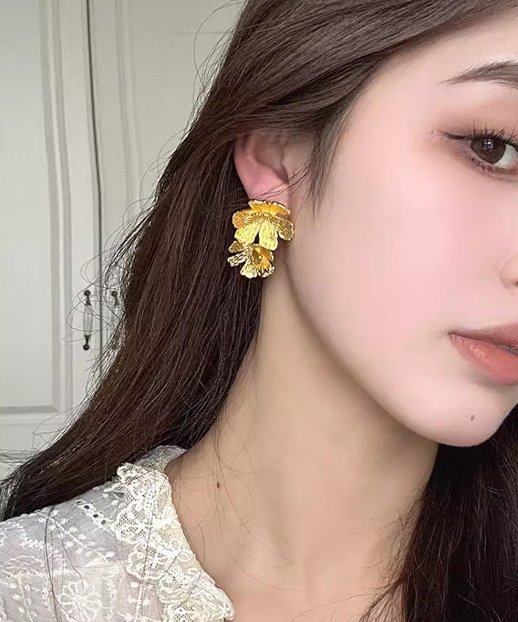 Gold Copper Overgild Stud Earrings