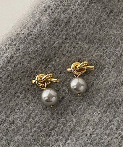 Style Grey Copper Overgild Pearl Resin Drop Earrings