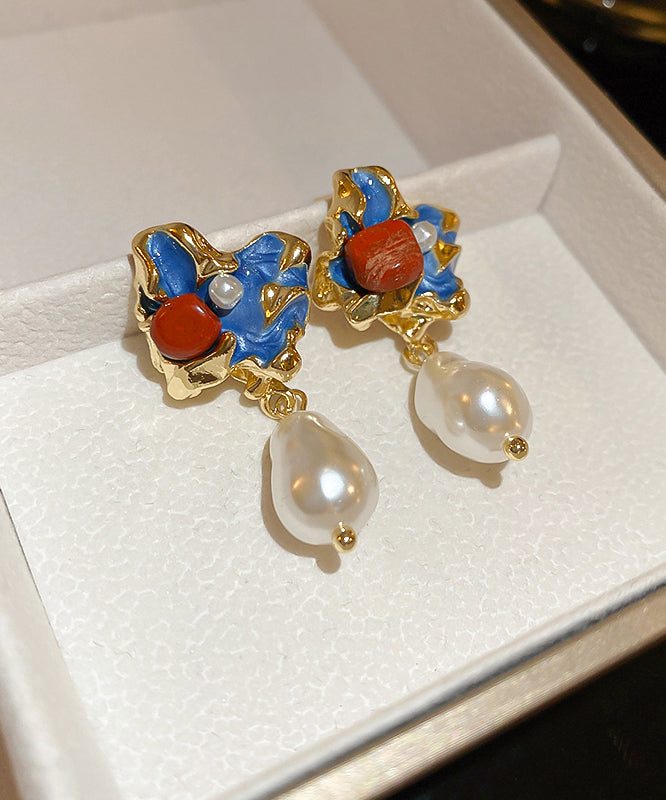 Retro Multicolor Copper Alloy Pearl Drop Earrings