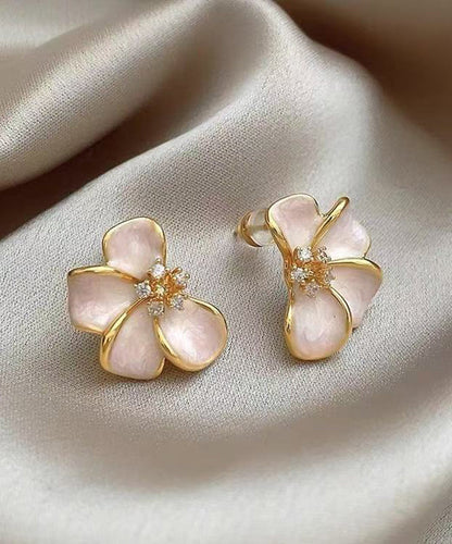 Pink Alloy Enamel Stud Earrings