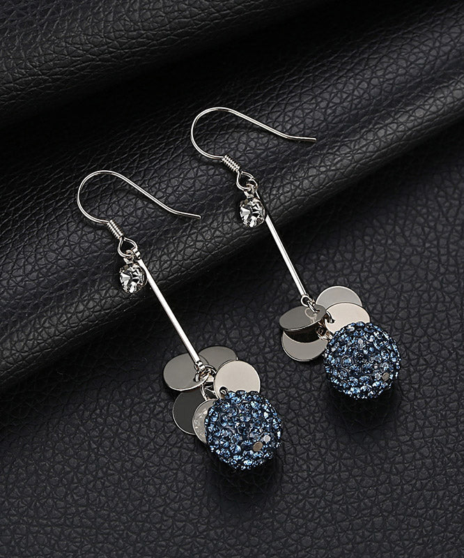 Blue Sterling Silver Crystal Drop Earrings