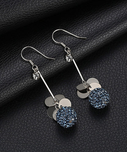 Blue Sterling Silver Crystal Drop Earrings