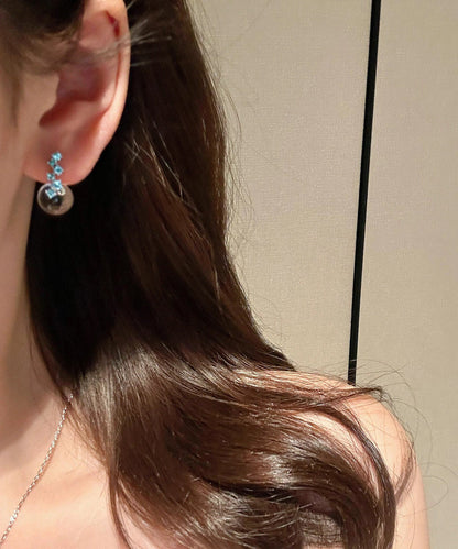 Transparent Color Sterling Silver Zircon Glass Marble Drop Earrings