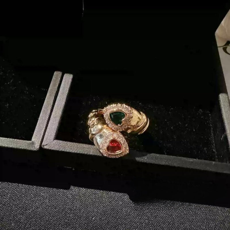 Aisha 18k Gold Pleated Colored Crystal Ring
