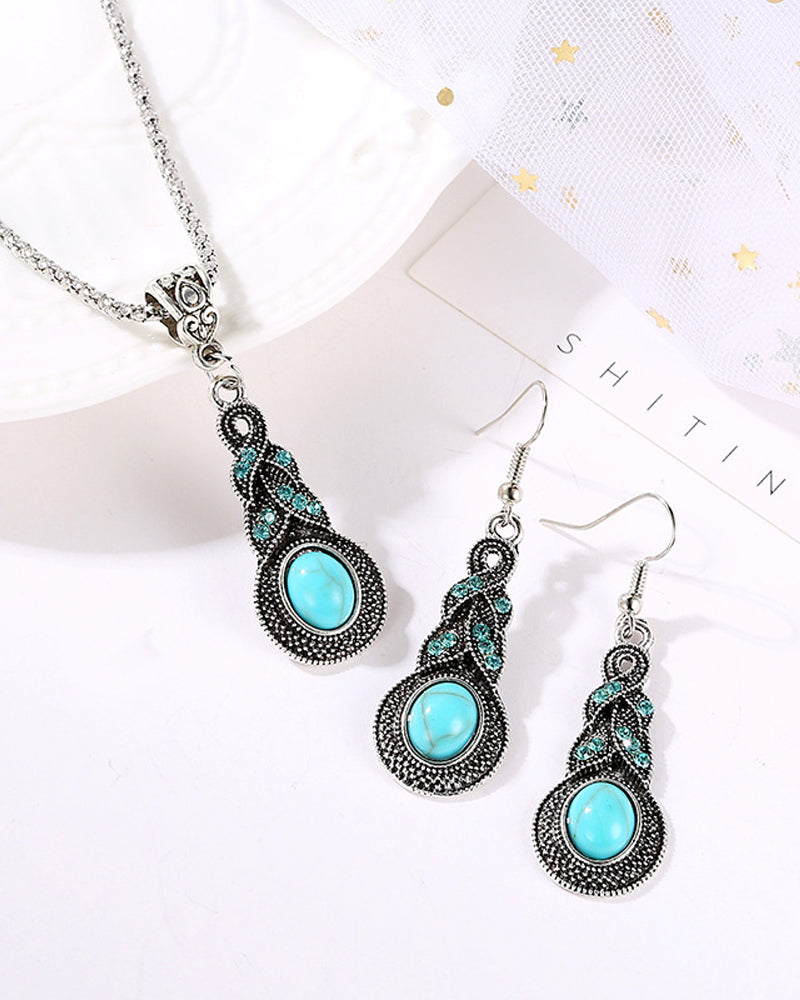 Turquoise Drop Earrings and Necklace