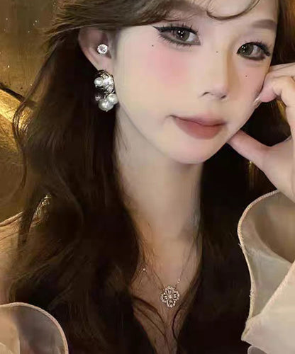 Silk Sterling Silver Pearl Stud Earrings