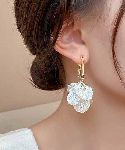 White Copper Overgild Drop Earrings