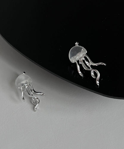 Silk Copper Resin Jellyfish Stud Earrings
