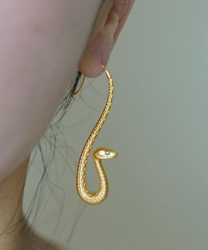 Original Design Gold Copper Overgild Serpentine Hoop Earrings