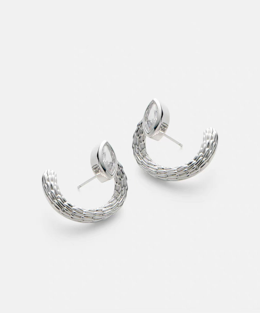 Silk Copper Silver-plated Hoop Earrings
