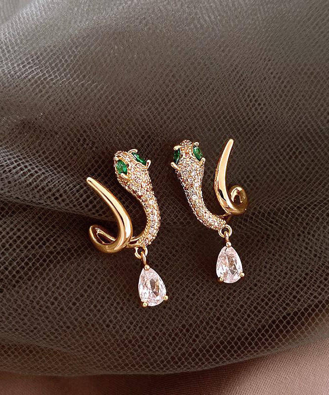 Vogue Gold Copper Alloy Zircon Serpentine Drop Earrings
