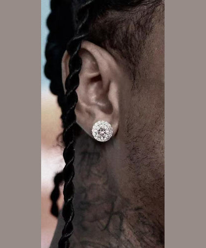White Sterling Silver Zircon Stud Earrings