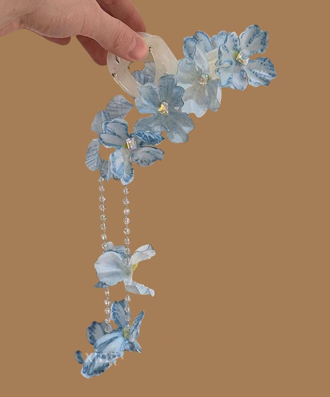 Modern Blue Alloy Beading Tassel Hairpin