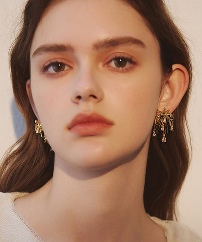 Stylish Gold Fireworks Zircon Gold Plated Stud Earrings