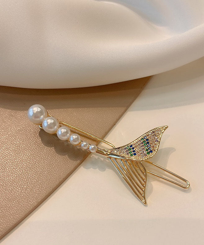 White Pearl Fish Tail Shark Clip Hairpin
