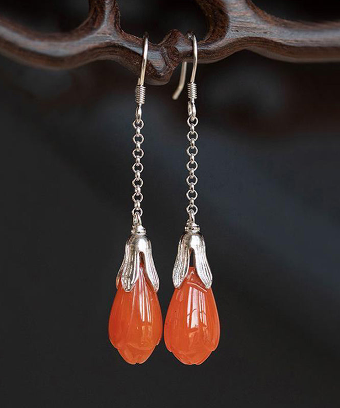 Silk Sterling Silver Jade Tassel Drop Earrings