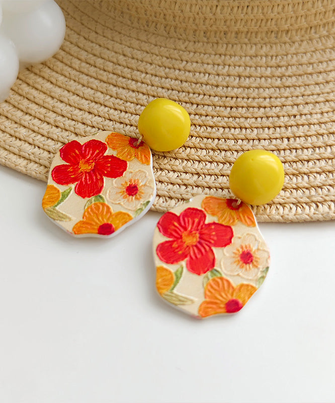 Yellow Srerling Silver Drop Glaze Drop Earrings