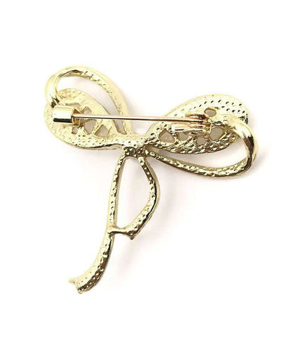 Gold Alloy Zircon Pearl Brooch