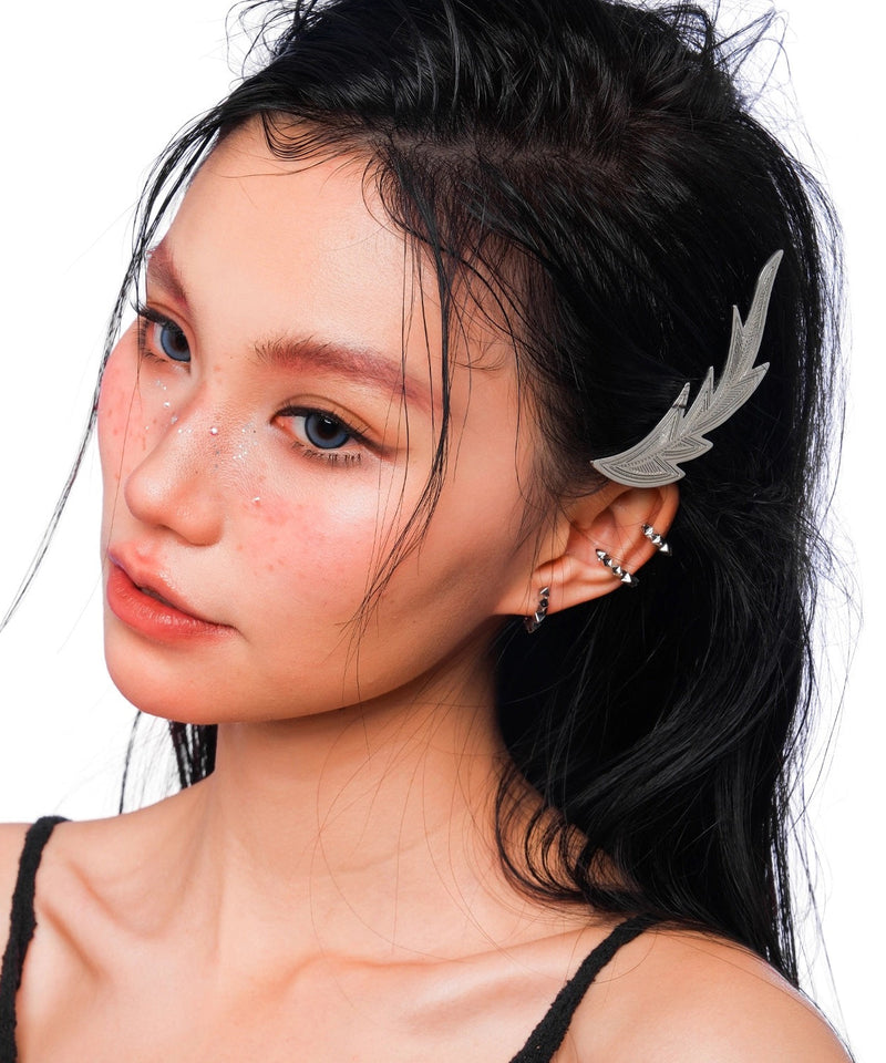 Fine Silk Copper Silver-plated Feather a Pair Hairpin
