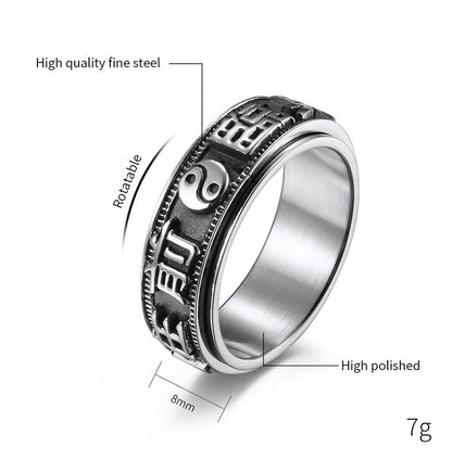 8mm Titanium Steel Calming Spiritual Ring for Sleep & Balance