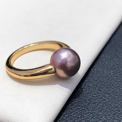 9-10mm Freshwater Edison Purple Pearl Ring & 925 Sterling Sliver
