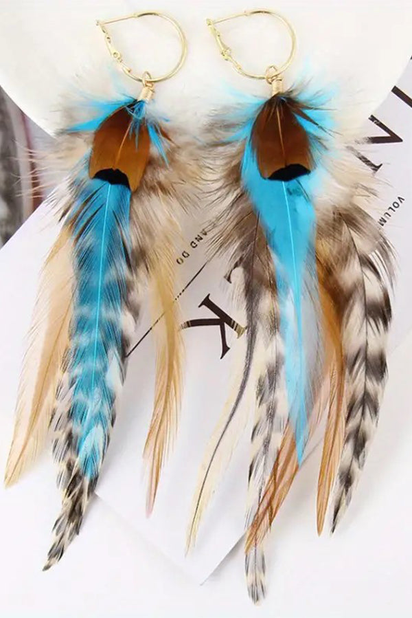 Colorful Feather Tassel Dangle Drop Earrings