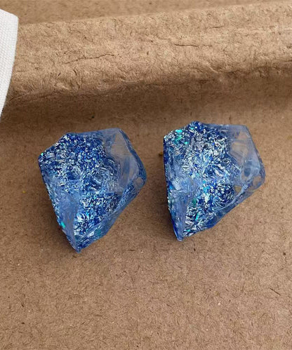 Blue Personalized Irregular Alloy Resin Earrings