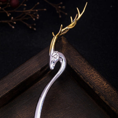 925 Sterling Silver Deer Antler Protection Hairpin