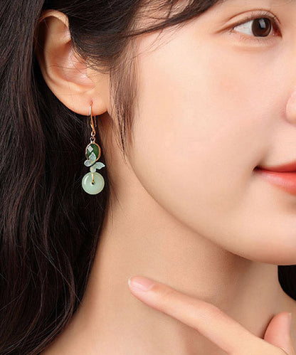 Regular Green Sterling Silver Coloured Glaze Drop Earring