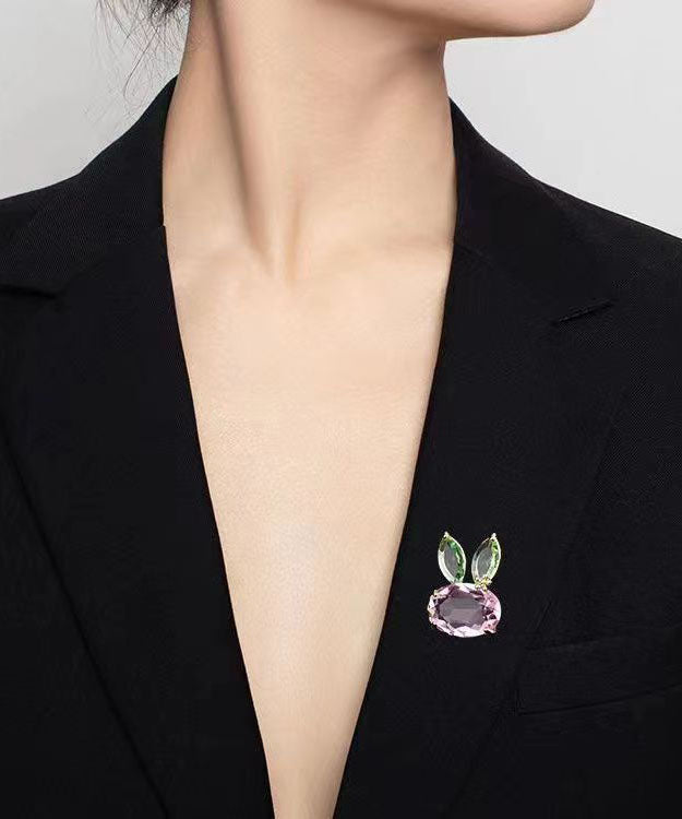 Diy Colorblock Sterling Silver Crystal Rabbit Brooches