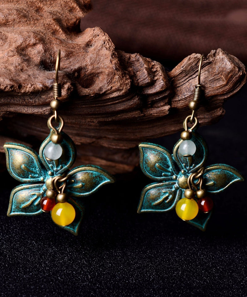 Retro Cherry Blossoms Made of Copper National Style Drop Earrings
