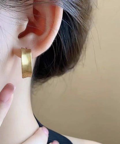 Gold Copper Wire Drawing Hoop Earrings