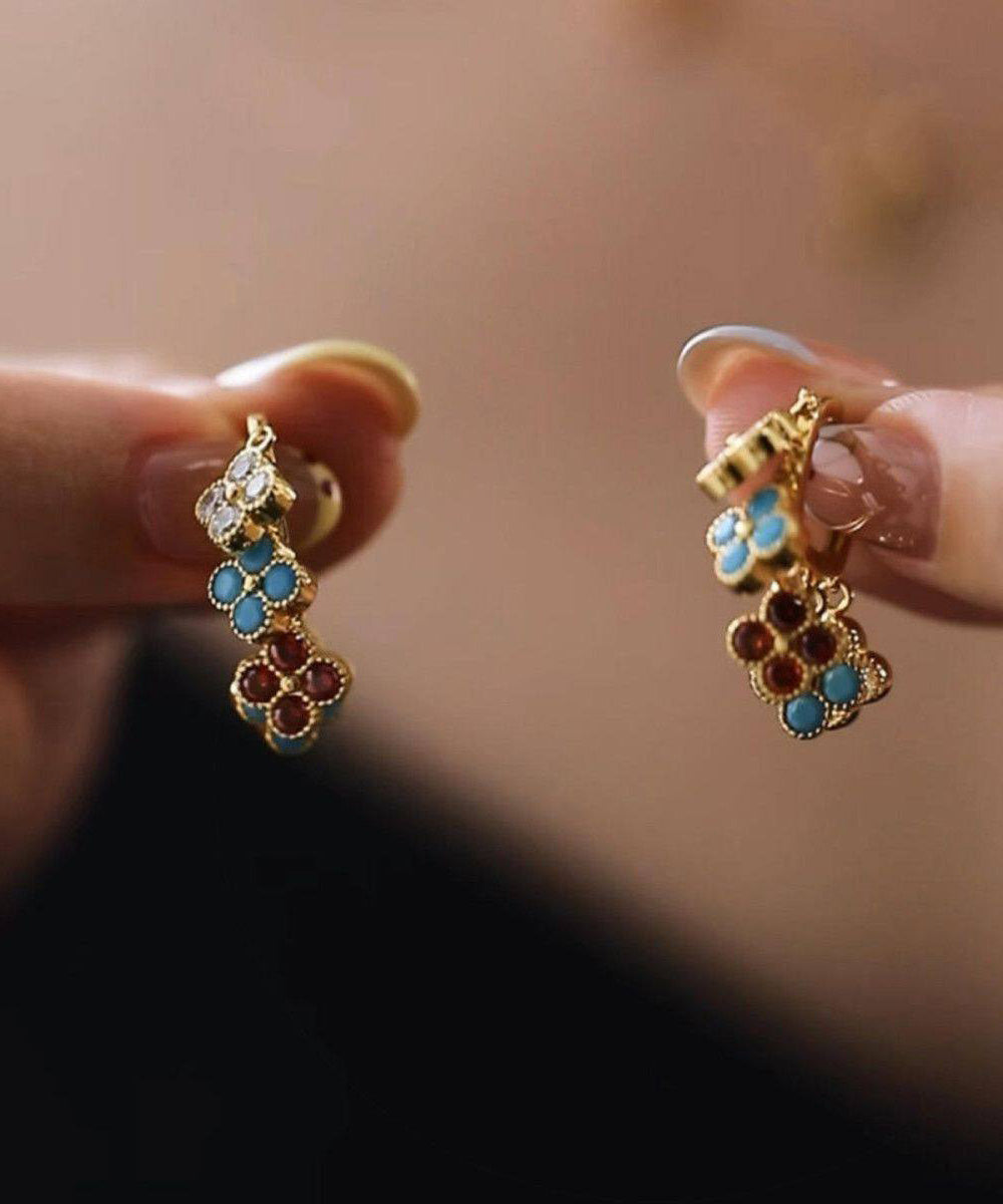 Light Colored Four Leaf Flower Earrings