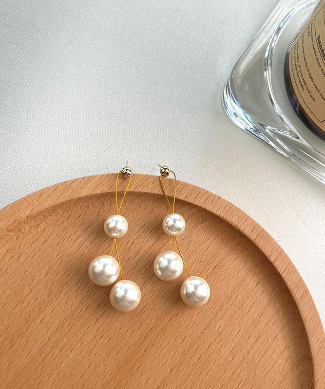 Art White Pearl S925 Silver Drop Earrings