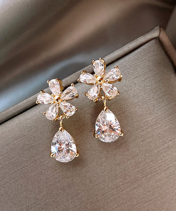 Vogue Copper Overgild Zircon Water Drop Drop Earrings