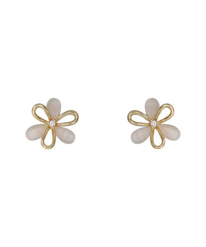 Brief White Copper Alloy Hollow Out Stud Earrings