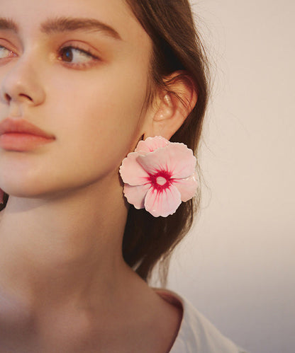 Exaggeration Pink Oversize Alloy Stud Earrings