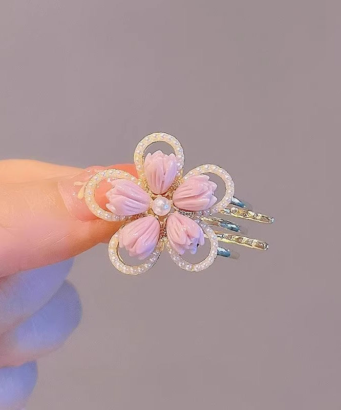 New Purple Alloy Lotus and Pearl Hairpin Two-piece Set