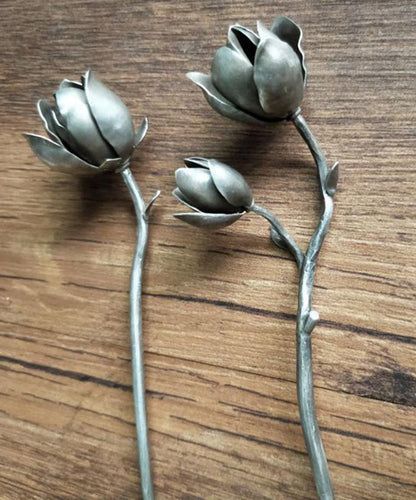 Silk Sterling Silver Yulan Magnolia Hairpin